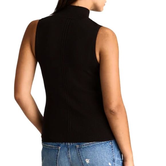 Madewell Merino Wool Silk Sweater Tank Sleeveless Top Mockneck Black Soft XL - Picture 2 of 8